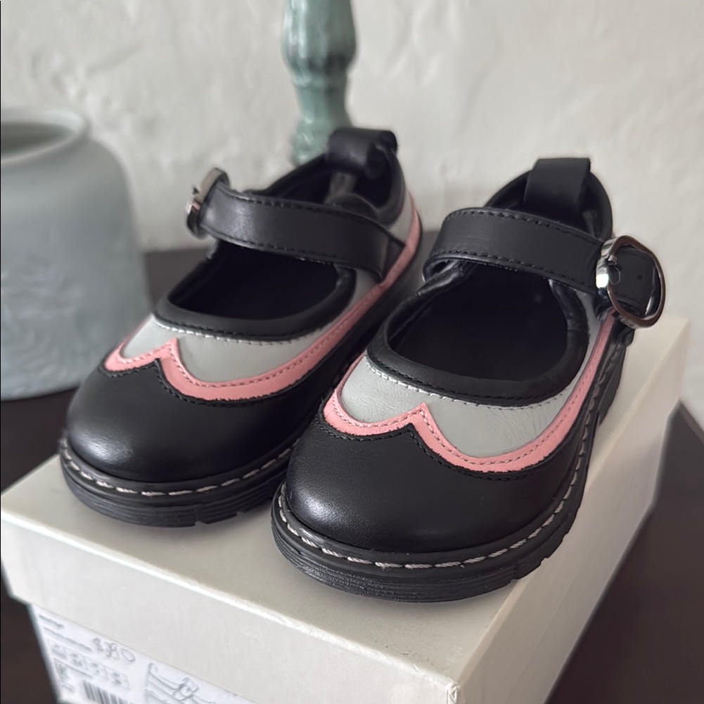 Emporio Armani Black, Pink, And Gray Girl Ballet Flats